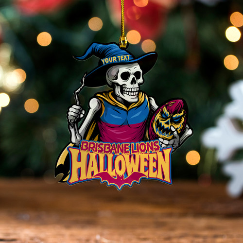 Brisbane Lions Wood Acrylic Ornament Wicked Halloween Skeleton Spirit