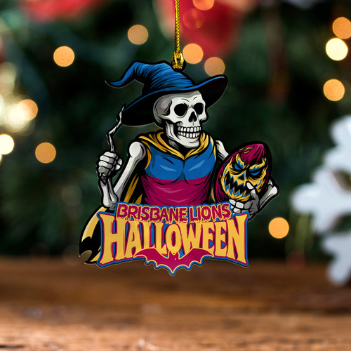 Brisbane Lions Wood Acrylic Ornament Wicked Halloween Skeleton Spirit