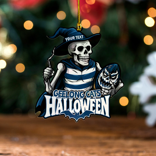 Geelong Cats Wood Acrylic Ornament Wicked Halloween Skeleton Spirit