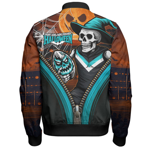 Port Adelaide Bomber Jacket Halloween Night Reaper Zipper Port Adelaide Bomber Jacket Halloween Night Reaper Zipper
