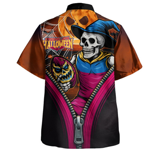 Brisbane Lions Hawaiian Shirt Halloween Night Reaper Zipper Brisbane Lions Hawaiian Shirt Halloween Night Reaper Zipper