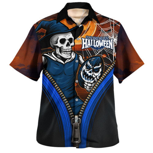 Carlton Hawaiian Shirt Halloween Night Reaper Zipper