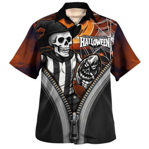 Collingwood Hawaiian Shirt Halloween Night Reaper Zipper