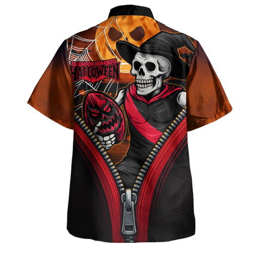 Essendon Hawaiian Shirt Halloween Night Reaper Zipper Essendon Hawaiian Shirt Halloween Night Reaper Zipper