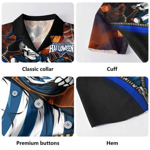 Geelong Cats Hawaiian Shirt Halloween Night Reaper Zipper Geelong Cats Hawaiian Shirt Halloween Night Reaper Zipper