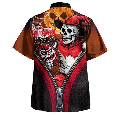 Sydney Swans Hawaiian Shirt Halloween Night Reaper Zipper