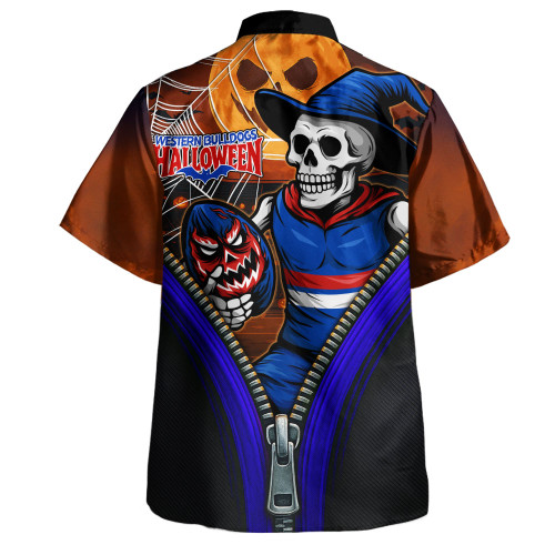 Western Bulldogs Hawaiian Shirt Halloween Night Reaper Zipper Western Bulldogs Hawaiian Shirt Halloween Night Reaper Zipper
