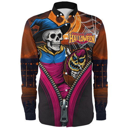 Brisbane Lions Long Sleeve Shirt Halloween Night Reaper Zipper