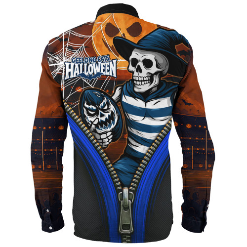 Geelong Cats Long Sleeve Shirt Halloween Night Reaper Zipper Geelong Cats Long Sleeve Shirt Halloween Night Reaper Zipper