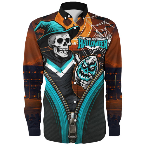 Port Adelaide Long Sleeve Shirt Halloween Night Reaper Zipper