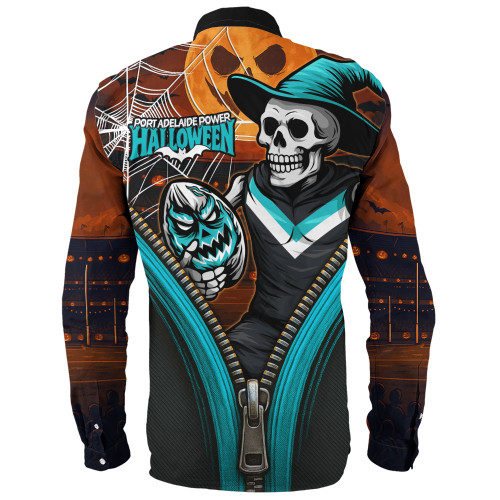 Port Adelaide Long Sleeve Shirt Halloween Night Reaper Zipper Port Adelaide Long Sleeve Shirt Halloween Night Reaper Zipper