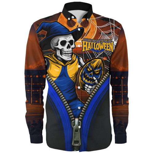 West Coast Eagles Long Sleeve Shirt Halloween Night Reaper Zipper