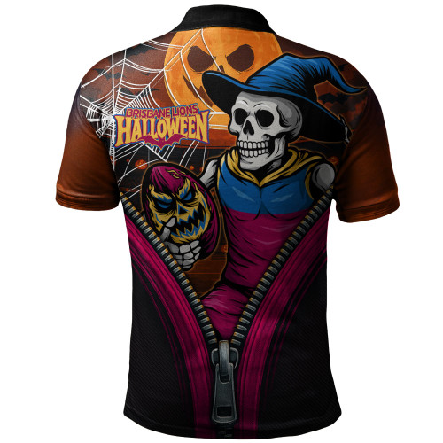 Brisbane Lions Polo Shirt Halloween Night Reaper Zipper