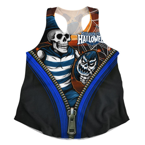 Geelong Cats Women Racerback Singlet Halloween Night Reaper Zipper