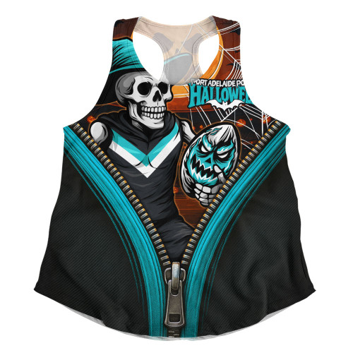 Port Adelaide Women Racerback Singlet Halloween Night Reaper Zipper