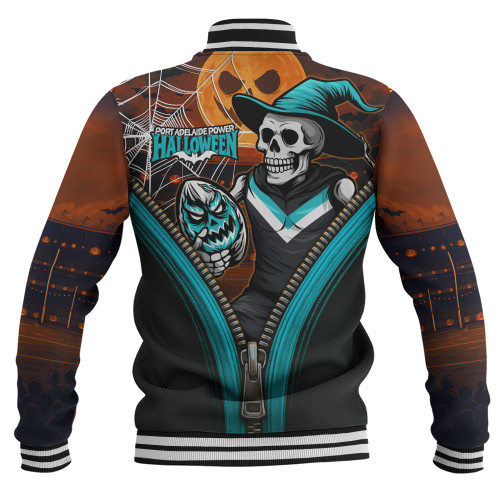 Port Adelaide Baseball Jacket Halloween Night Reaper Zipper Port Adelaide Baseball Jacket Halloween Night Reaper Zipper