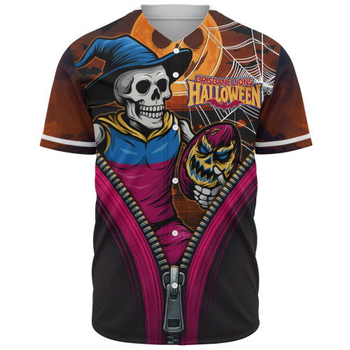 Brisbane Lions Baseball Shirt Halloween Night Reaper Zipper