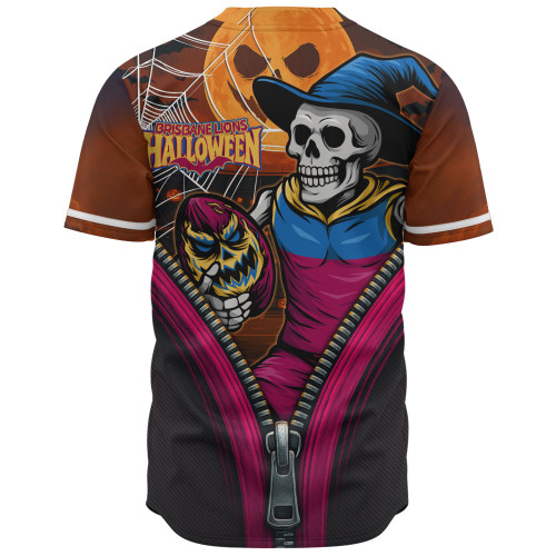 Brisbane Lions Baseball Shirt Halloween Night Reaper Zipper Brisbane Lions Baseball Shirt Halloween Night Reaper Zipper