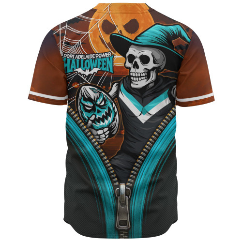 Port Adelaide Baseball Shirt Halloween Night Reaper Zipper Port Adelaide Baseball Shirt Halloween Night Reaper Zipper