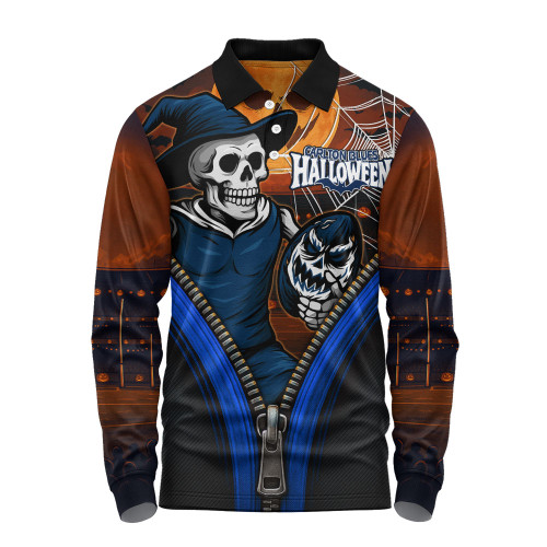 Carlton Long Sleeve Polo Shirt Halloween Night Reaper Zipper
