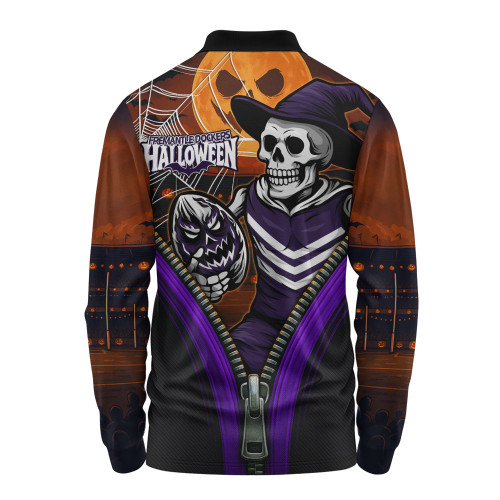 Fremantle Long Sleeve Polo Shirt Halloween Night Reaper Zipper Fremantle Long Sleeve Polo Shirt Halloween Night Reaper Zipper