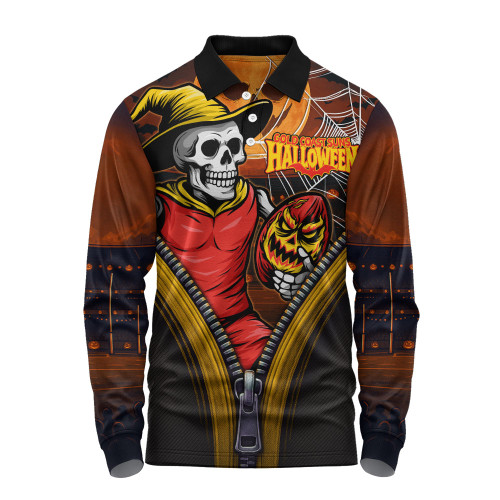 Gold Coast SUNS Long Sleeve Polo Shirt Halloween Night Reaper Zipper