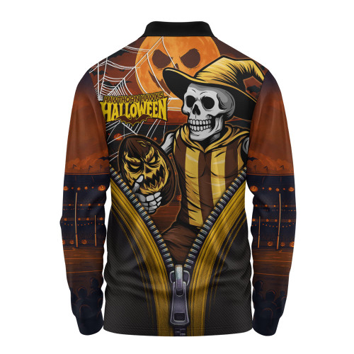 Hawthorn Long Sleeve Polo Shirt Halloween Night Reaper Zipper Hawthorn Long Sleeve Polo Shirt Halloween Night Reaper Zipper