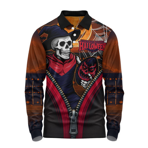 Melbourne Long Sleeve Polo Shirt Halloween Night Reaper Zipper