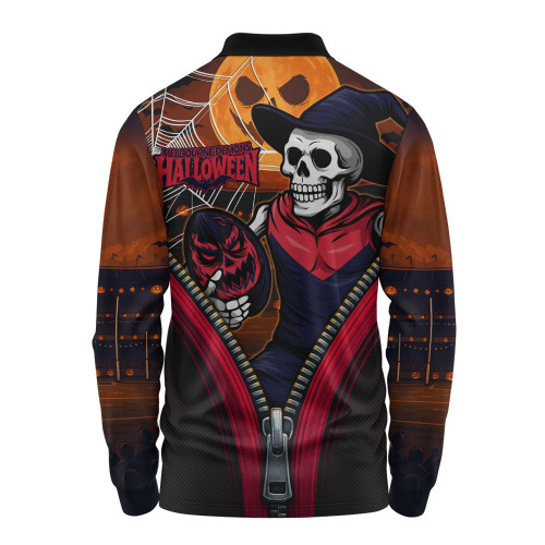 Melbourne Long Sleeve Polo Shirt Halloween Night Reaper Zipper Melbourne Long Sleeve Polo Shirt Halloween Night Reaper Zipper