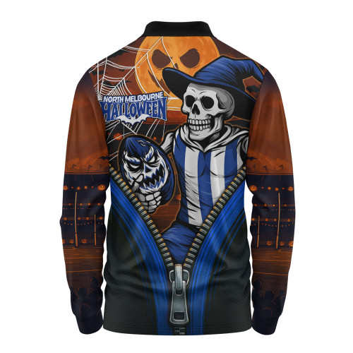 North Melbourne Long Sleeve Polo Shirt Halloween Night Reaper Zipper