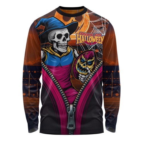 Brisbane Lions Long Sleeve T-shirt Halloween Night Reaper Zipper