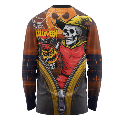 Gold Coast SUNS Long Sleeve T-shirt Halloween Night Reaper Zipper Gold Coast SUNS Long Sleeve T-shirt Halloween Night Reaper Zipper