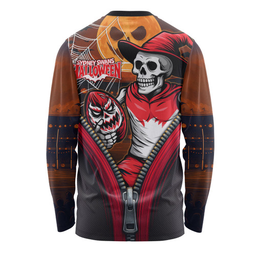 Sydney Swans Long Sleeve T-shirt Halloween Night Reaper Zipper Sydney Swans Long Sleeve T-shirt Halloween Night Reaper Zipper