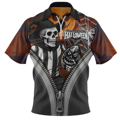 Collingwood Zip Polo Shirt Halloween Night Reaper Zipper