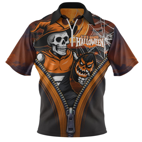 GWS GIANTS Zip Polo Shirt Halloween Night Reaper Zipper