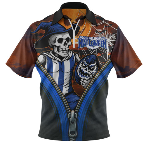 North Melbourne Zip Polo Shirt Halloween Night Reaper Zipper