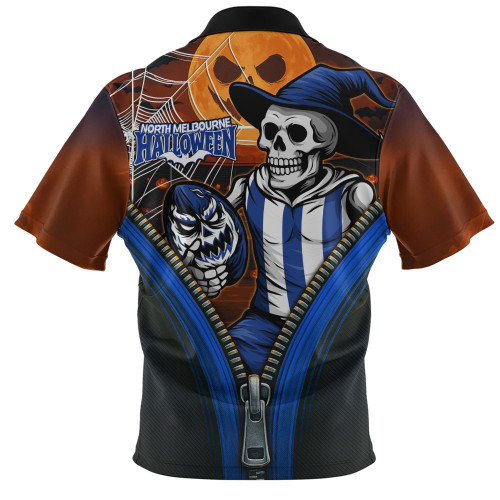 North Melbourne Zip Polo Shirt Halloween Night Reaper Zipper