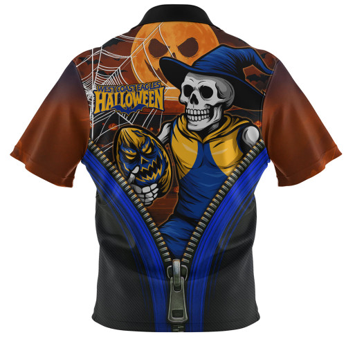 West Coast Eagles Zip Polo Shirt Halloween Night Reaper Zipper