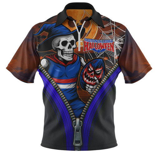 Western Bulldogs Zip Polo Shirt Halloween Night Reaper Zipper