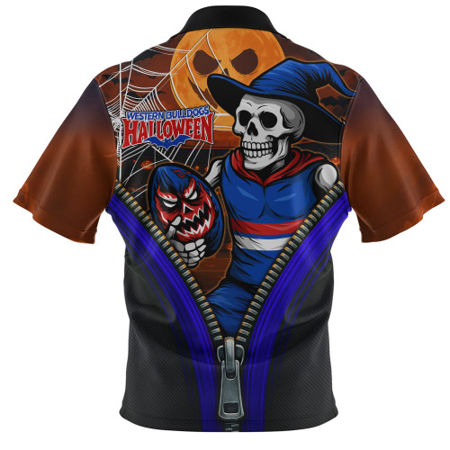 Western Bulldogs Zip Polo Shirt Halloween Night Reaper Zipper