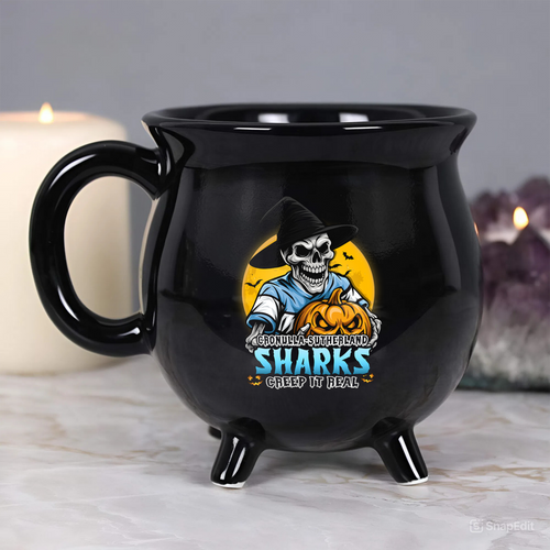 Cronulla-Sutherland Sharks Cauldron Mug Dark Moon Rugby Halloween Battle Edition
