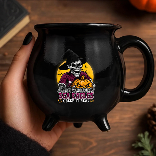 Manly Warringah Sea Eagles Cauldron Mug Dark Moon Rugby Halloween Battle Edition
