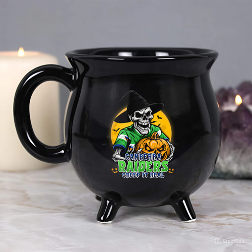 Canberra Raiders Cauldron Mug Dark Moon Rugby Halloween Battle Edition