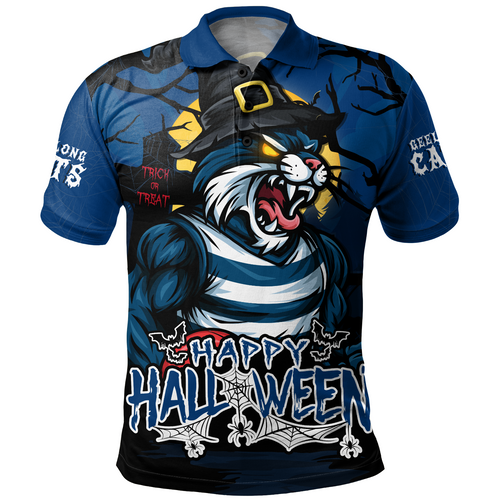 Geelong Cats Polo Shirt Full Moon Fever Halloween Supporter