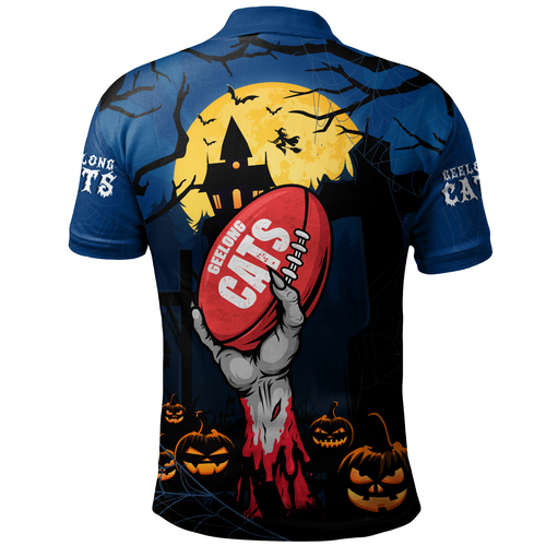 Geelong Cats Polo Shirt Full Moon Fever Halloween Supporter Geelong Cats Polo Shirt Full Moon Fever Halloween Supporter