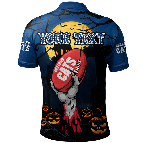 Geelong Cats Polo Shirt Full Moon Fever Halloween Supporter Geelong Cats Polo Shirt Full Moon Fever Halloween Supporter