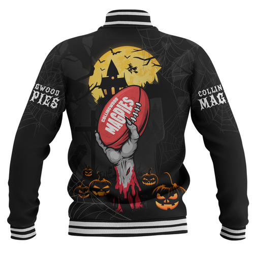 Collingwood Baseball Jacket Full Moon Fever Halloween Supporter Collingwood Baseball Jacket Full Moon Fever Halloween Supporter