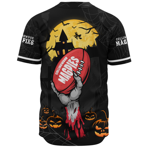 Collingwood Baseball Shirt Full Moon Fever Halloween Supporter Collingwood Baseball Shirt Full Moon Fever Halloween Supporter