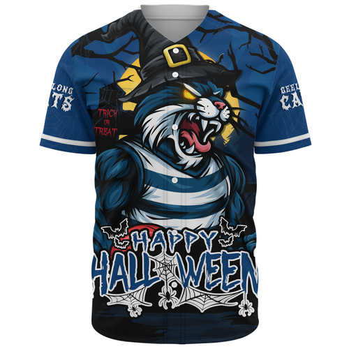 Geelong Cats Baseball Shirt Full Moon Fever Halloween Supporter