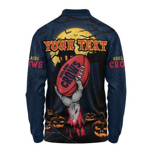 Adelaide Crows Long Sleeve Polo Shirt Full Moon Fever Halloween Supporter